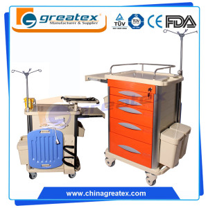 Five Drawers Medication Emergency Hospital Trolleys Hospital Cart