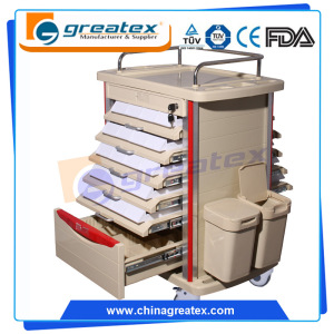 Ce ISO Double Side Movable Hospital Medical ABS Medicine Trolley